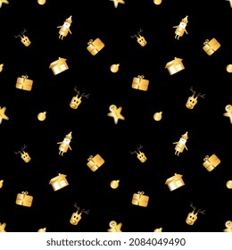 rounded corner Christmas object pattern created in gold gradient, premium gold gradient Christmas repeat pattern.