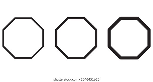 rounded corner octagon shape icon with outline stroke