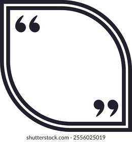 Rounded corner quote frame with quotation marks is framing empty space for custom motivational or testimonial quotes, creating a visually appealing design