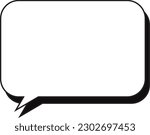 Rounded corner rectangular speech bubble with shadow, painted white
