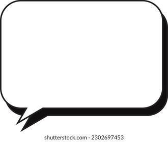 Rounded corner rectangular speech bubble with shadow, painted white