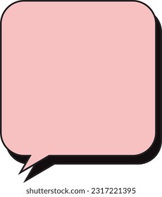 Rounded corner rectangular speech bubble with shadow, red