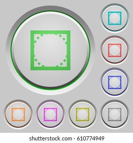 Rounded corner settings color icons on sunk push buttons