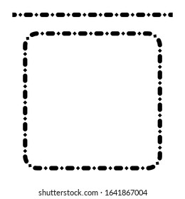 Rounded Corner Square Black Frame, Isolated On White 
