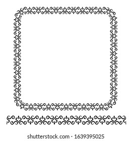 Rounded Corner Square Floral Frame, Isolated On White 
