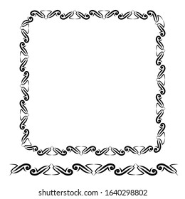 Rounded Corner Square Floral Frame, Isolated On White 
