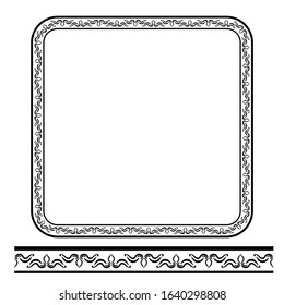 Rounded Corner Square Floral Frame, Isolated On White 
