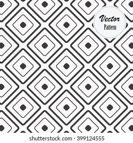 Rounded Corner Of Squares Shape Or Diamond Shape, Monochrome Stylish, Vector Pattern