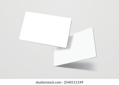 Rounded corners business card, gift card or credit card with shadow. Mockup design for presentation branding, corporate identity, ads, personal, stationery, document, graphic presenting. Vector
