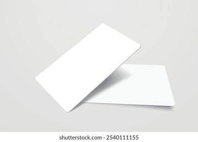 Rounded corners business card, gift card or credit card with shadow. Mockup design for presentation branding, corporate identity, ads, personal, stationery, document, graphic presenting. Vector
