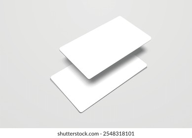 Tarjeta de visita de esquinas redondeadas, tarjeta de Tarjeta de regalo o crédito con sombra. Diseño de maquetas para presentación de marca, identidad corporativa, anuncios, personal, papelería, documento, presentación gráfica. Vector
