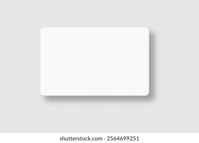 Rounded corners business card, gift card or credit card with shadow. Mockup empty design for presentation branding, corporate identity, ads, invitation card, stationery, document, voucher. Vector
