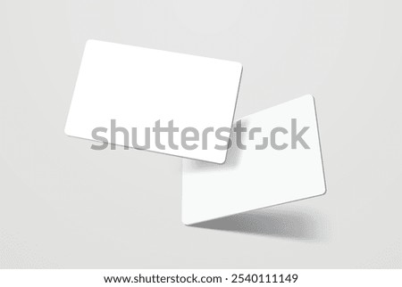 Rounded corners business card, gift card or credit card with shadow. Mockup design for presentation branding, corporate identity, ads, personal, stationery, document, graphic presenting. Vector

