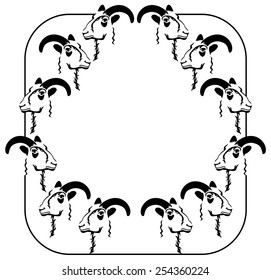 Rounded corners frame with goats 