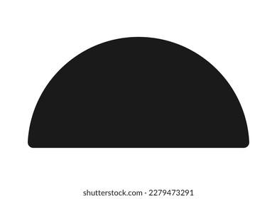 Rounded corners semicircle shape silhouette icon. A black half-circle symbol. Isolated on a white background.