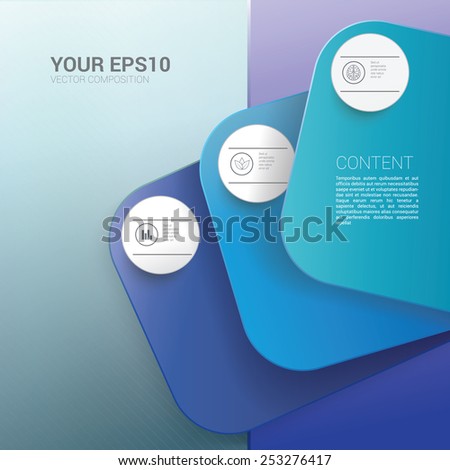 Rounded Corporate Style Blue Name Card Presentation Chart Vector Concept Infographic Page Layout Graphics Elements. Scalable EPS10 Illustration