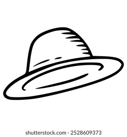 rounded or cowboy hat hand drawn outline illustration