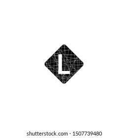 rounded cracked square with L logo letter isolated with white background simple design concept. 