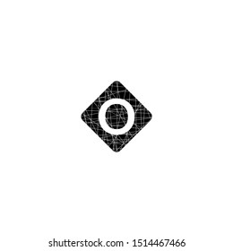 rounded cracked square with O logo letter isolated with white background simple design concept. 