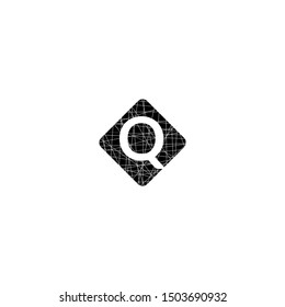 rounded cracked square with Q logo letter isolated with white background simple design concept. 