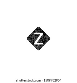 rounded cracked square with Z logo letter isolated with white background simple design concept. 
