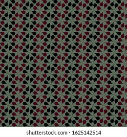 Rounded cross in monochrome pattern, mesh, seamless vector background.
