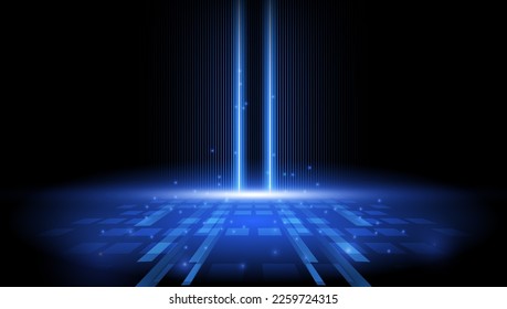 Rounded curve blue  line dark tunnel of lights for ecommerce signs retail shopping, advertisement business agency, ads campaign marketing, email newsletter, landing pages, creative header, billboard