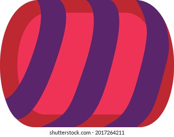Rounded curved rectangle shaded chocolate with cherry red and berry purple diagonal striping.  Layered confectionery SVG svg