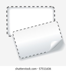 A rounded cut out coupon with dotted lines as a background copy space on paper.