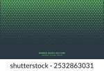 Rounded Dashes Half Tone Pattern Vector Border Turquoise Gradient Abstract Background. Mod Minimalistic Half Tone Grid Graphical Eye-Catching Wallpaper. Retro Futuristic Sci-Fi Techno Art Illustration