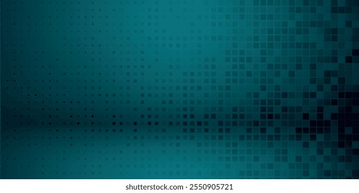 Rounded Dashes Half Tone Pattern Vector Border Turquoise Gradient Abstract Background. Mod Minimalistic Half Tone Grid Graphical Eye-Catching