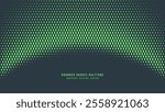 Rounded Dashes Halftone Pattern Arc Border Vector Turquoise Abstract Background. Retro Futuristic Sci-Fi Tech Art Illustration. Mod Minimalistic Art Half Tone Graphical Eye-Catching Vibrant Wallpaper