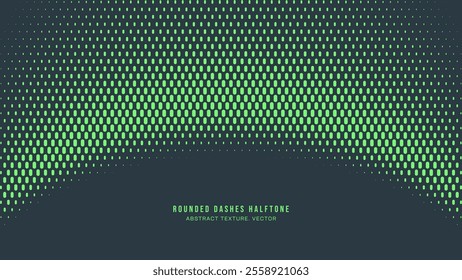 Rounded Dashes Halftone Pattern Arc Border Vector Turquoise Abstract Background. Retro Futuristic Sci-Fi Tech Art Illustration. Mod Minimalistic Art Half Tone Graphical Eye-Catching Vibrant Wallpaper