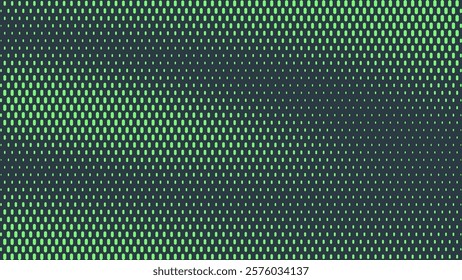 Rounded Dashes Halftone Pattern Flowing Effect Vector Vivid Turquoise Abstract Background. Conceptual Minimalism Half Tone Graphic Eye-Catching Wallpaper. Retro Futuristic Sci-Fi Tech Art Illustration