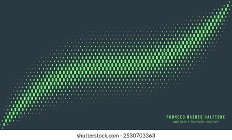 Rounded Dashes Halftone Pattern Smooth Wavy Border Vector Turquoise Abstract Background. Mod Minimalistic Art Half Tone Graphical Eye-Catching Wallpaper. Retro Futuristic Sci-Fi Tech Art Illustration