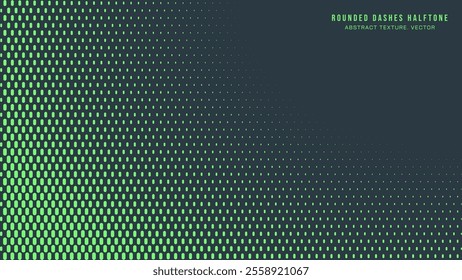 Rounded Dashes Halftone Pattern Vector Decoration Turquoise Creative Conceptual Abstract Background. Mod Minimalistic Art Half Tone Graphical Eye-Catching Wallpaper. Retro Futuristic Art Illustration