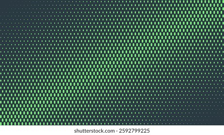 Rounded Dashes Halftone Pattern Vector Tilted Structure Vivid Turquoise Abstract Background. Half Tone Diagonal Texture Minimal Graphic Eye-Catching Wallpaper. Retro Futurism Sci-Fi Tech Illustration