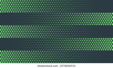 Rounded Dashes Halftone Striped Pattern Vector Vivid Turquoise Abstract Background. Minimalist Half Tone Graphic Innovation Concept Eye-Catching Wallpaper. Retro Futurism Sci-Fi Tech Art Illustration