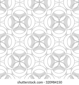 Rounded decorative cross monochrome pattern, seamless vector background.