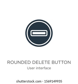 Rounded delete button with minus icon vector. Trendy flat rounded delete button with minus icon from user interface collection isolated on white background. Vector illustration can be used for web and