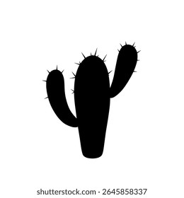Rounded Desert Cactus Vector - Silhouette Illustration Perfect for Travel Posters, Wild West Graphics, or Eco Branding