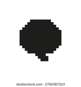 Rounded Dialog Balloon Pixelated Silhouette Icon. Pixel Art Symbol of Bold Chat Element With Tail. Isolated Vector Illustration.