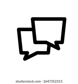 Rounded double chat box icon thick line