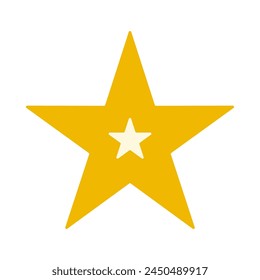 Rounded double five-point gold star. Two offset golden star shapes with round corners. Isolated on a white background.