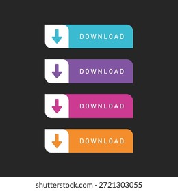 Conjunto de Botón de Descarga redondeada con iconos de flecha para interfaz de Web