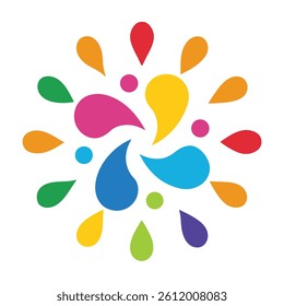 Rounded Droplets in Multicolor Splash Formation