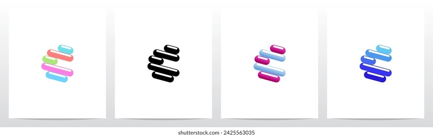 Rounded Edge Diagonal Lines Letter Logo Design C