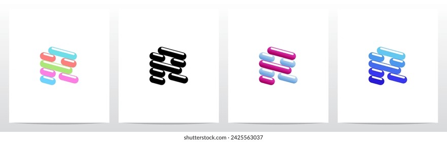 Rounded Edge Diagonal Lines Letter Logo Design R