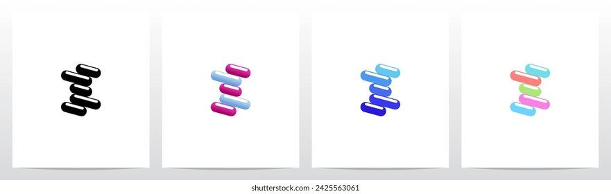 Rounded Edge Diagonal Lines Letter Logo Design I