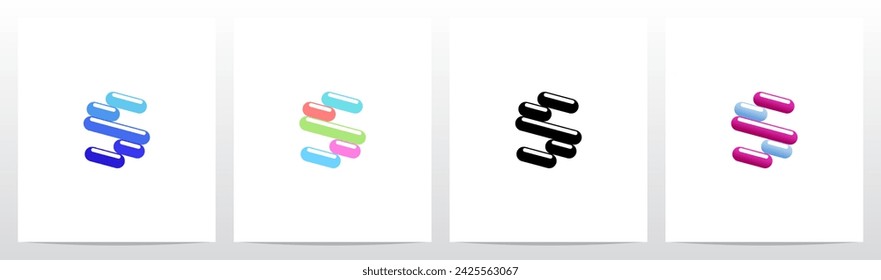 Rounded Edge Diagonal Lines Letter Logo Design S